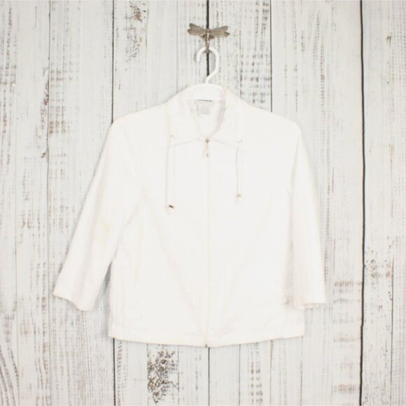 Bon Worth White 3/4 Sleeves Full Zip Light Jacket Size XS Pet - Picture 1 of 9